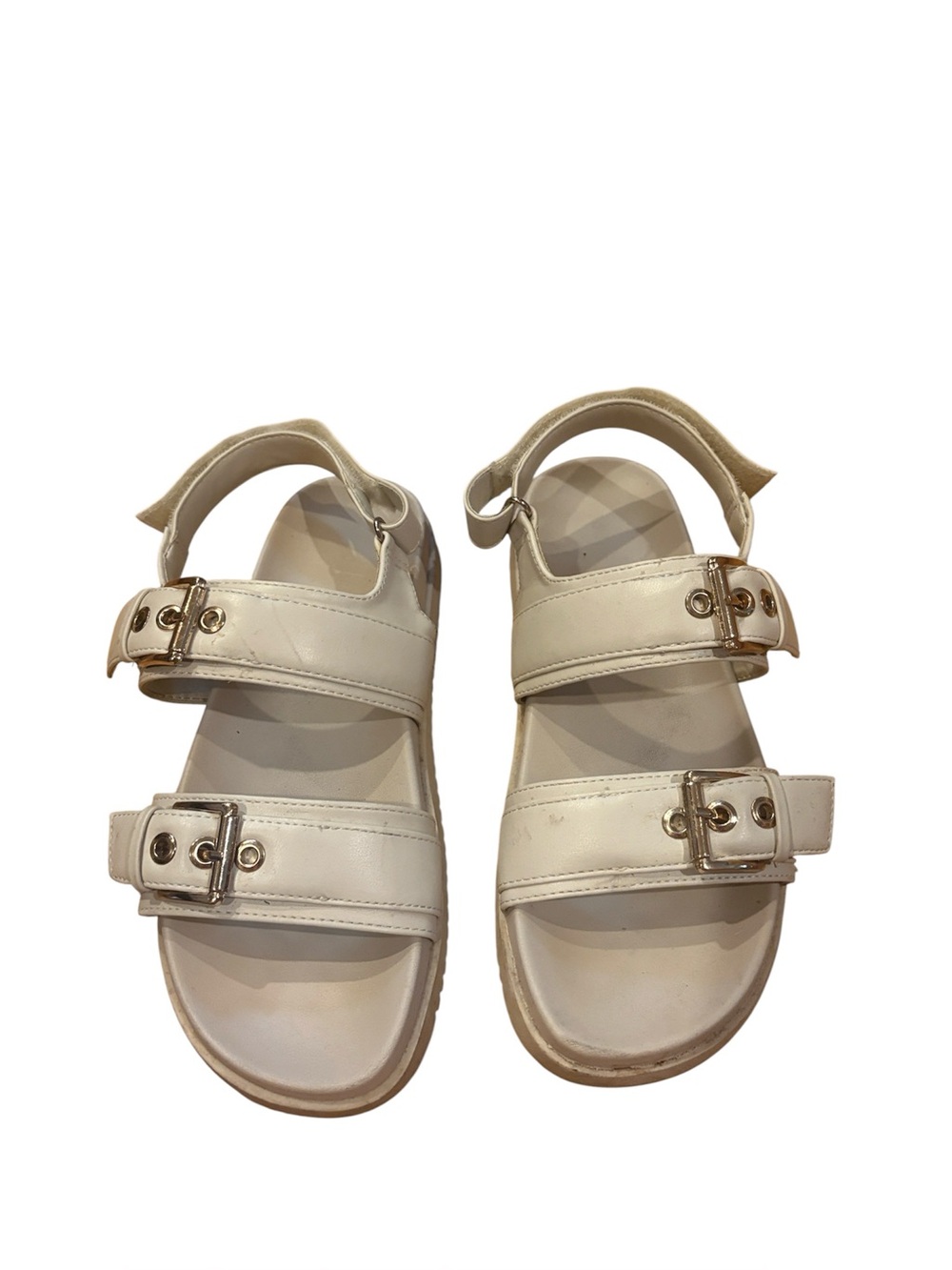 Madden Girl Size 6.5 Bone-White Double Buckle Sandals